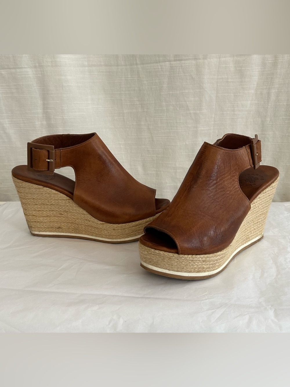 Tsakiris Mallas Women’s Neutral Brown Leather Espadrille Wedge Sandals